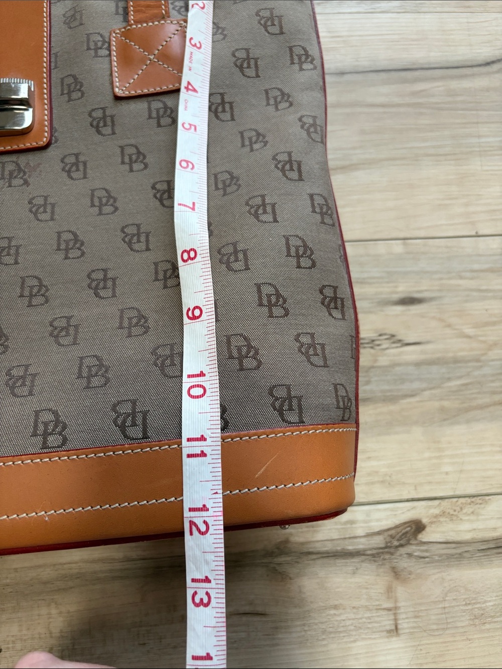 Dooney & Bourke Brown Monogram Tote with Tan Leather Trim - Picture 10 of 11
